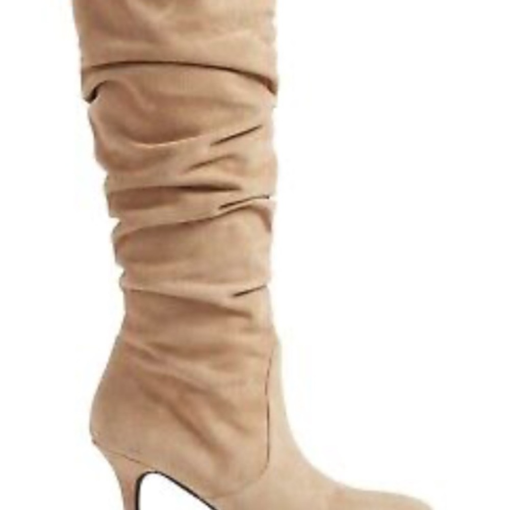 Stuart Weitzman Tan Heeled Boots with Slouchy Design